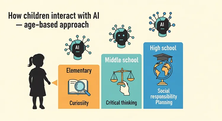 AIと子どもの関わり方 年齢別のイメージ図