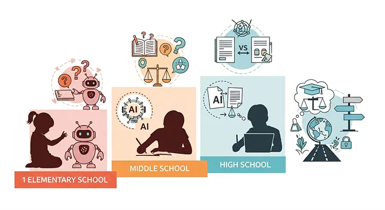 AIと子どもの関わり方 年齢別のイメージ図