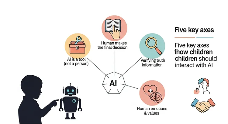 AIと子どもの関わり方 5つの軸のイメージ図