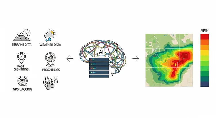 çåºæ²¡äºæž¬ã¢ãã«ã®æµãïŒå€çš®å€æ§ãªããŒã¿å
¥å â AIåŠç¿ã»ãã¿ãŒã³èªè â ãªã¹ã¯ãããåºå