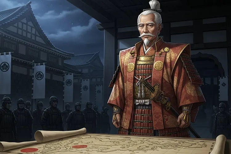 もし豊臣秀吉が10年長生きしていたらという歴史の分岐点を、思索する秀吉の姿で象徴的に描いたイラスト