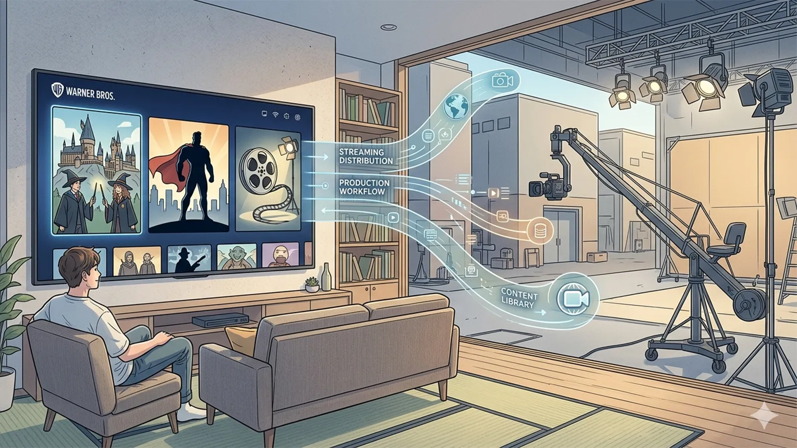 Netflixとワーナー買収影響をAIの考察で比較する記事のサムネイル