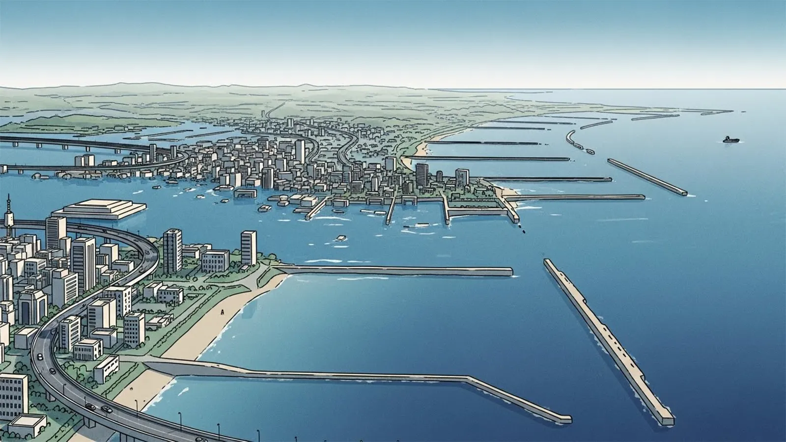 海面上昇が都市の存続に与える影響をAIの考察で比較する記事のサムネイル