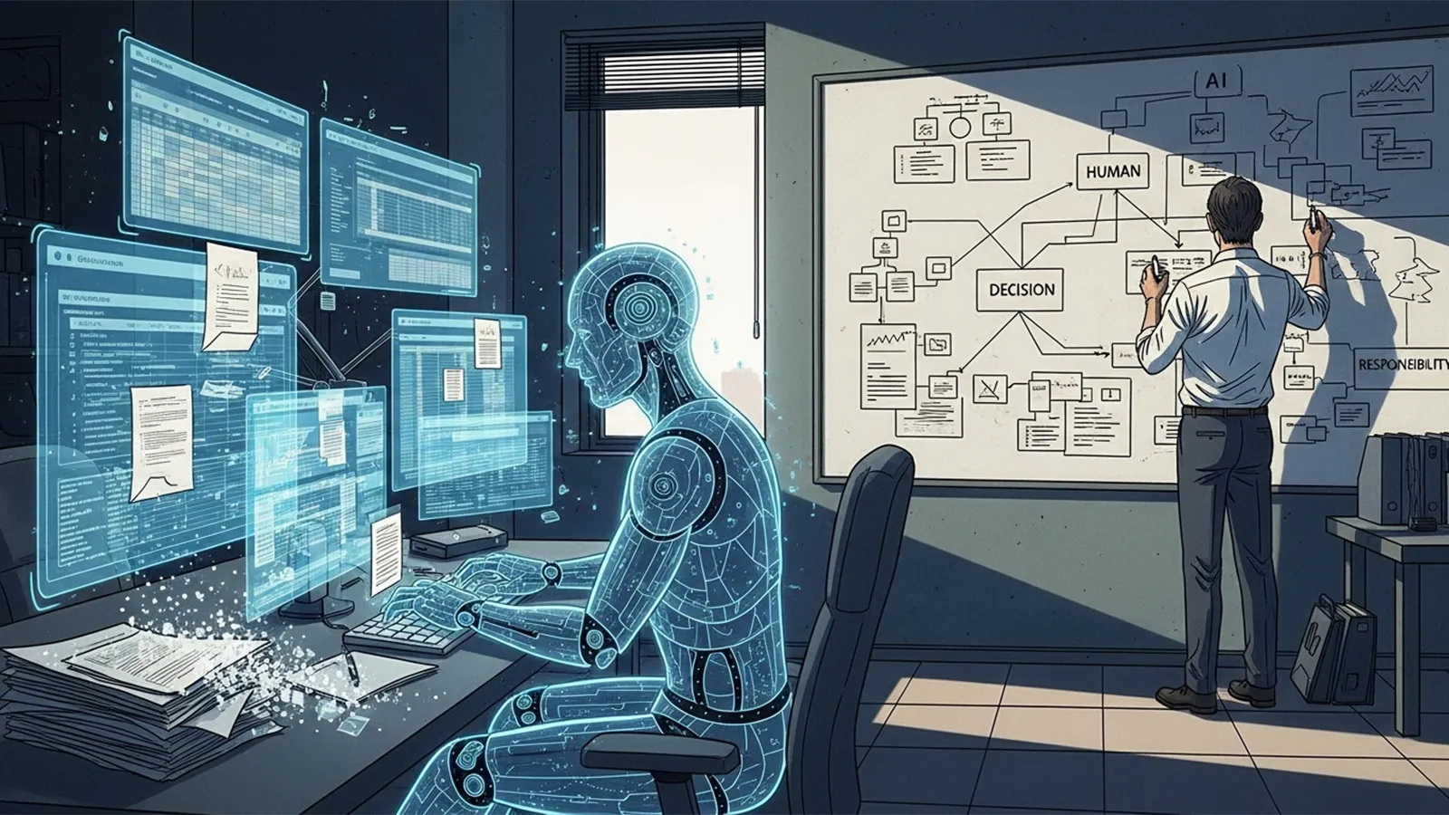 AIは仕事を代替するのか再構成するのかをAIの考察で比較する記事のサムネイル