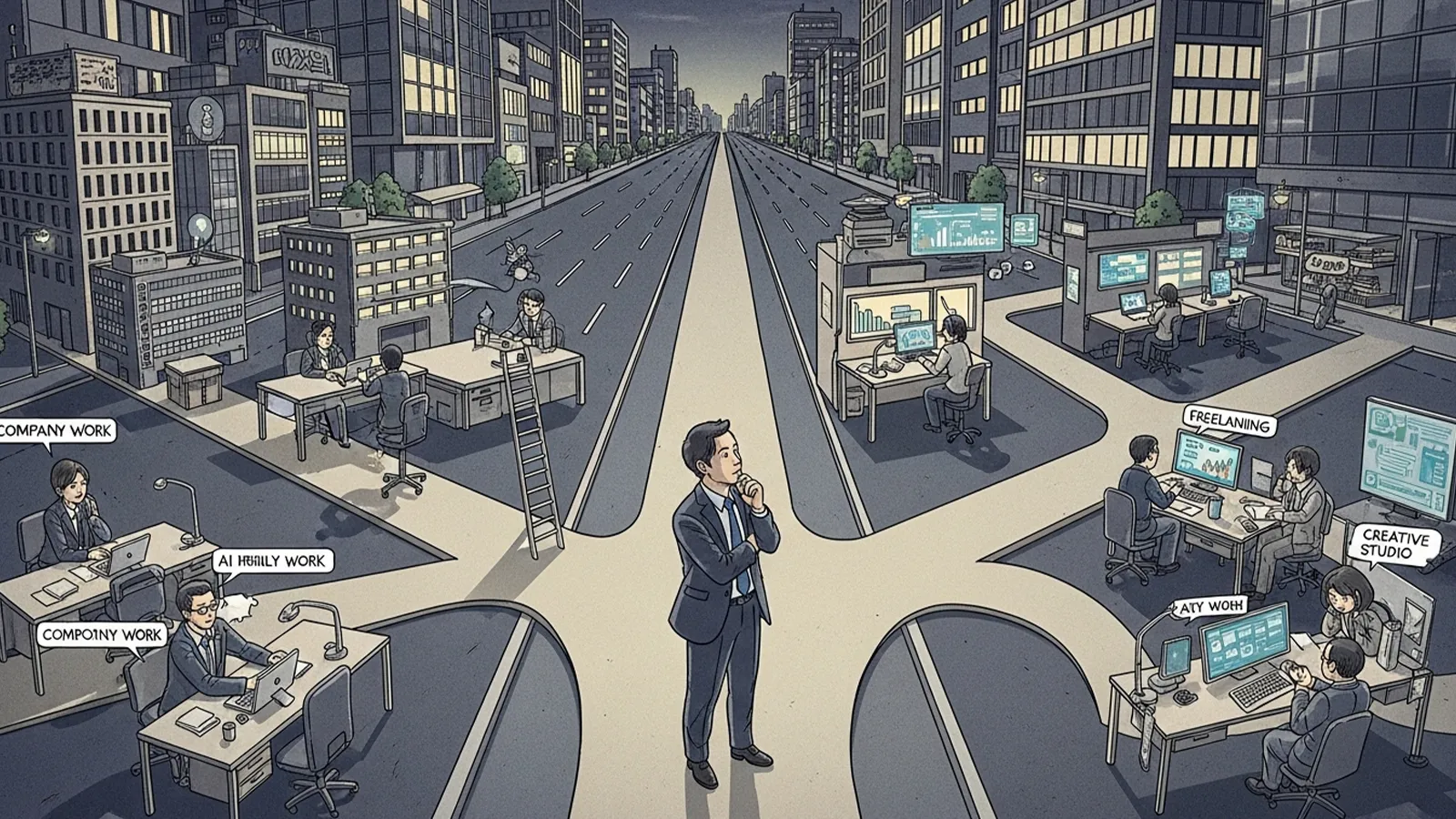 キャリア単線型と分岐型をAIの考察で比較する記事のサムネイル