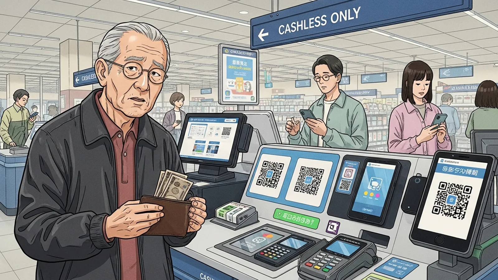 キャッシュレス化と高齢者排除をAIの考察で比較する記事のサムネイル