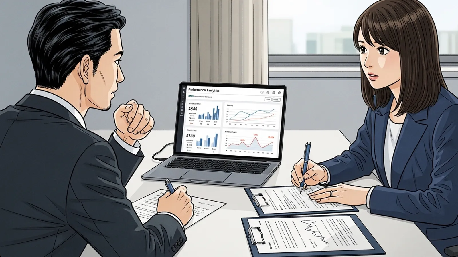 評価制度は人間評価とデータ評価どちらに寄るかをAIの考察で比較する記事のサムネイル