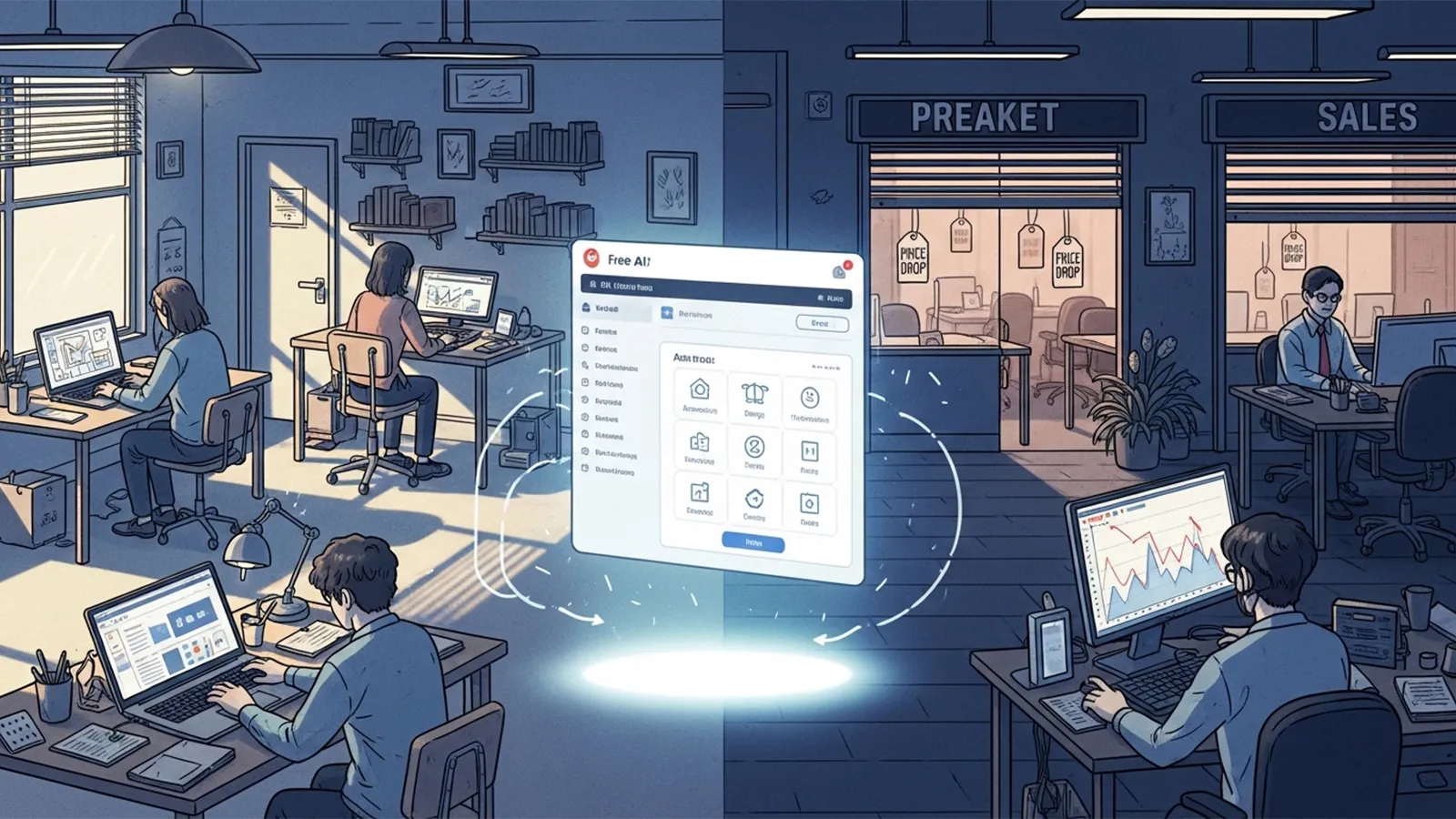 無料ツールの市場影響をAIの考察で比較する記事のサムネイル