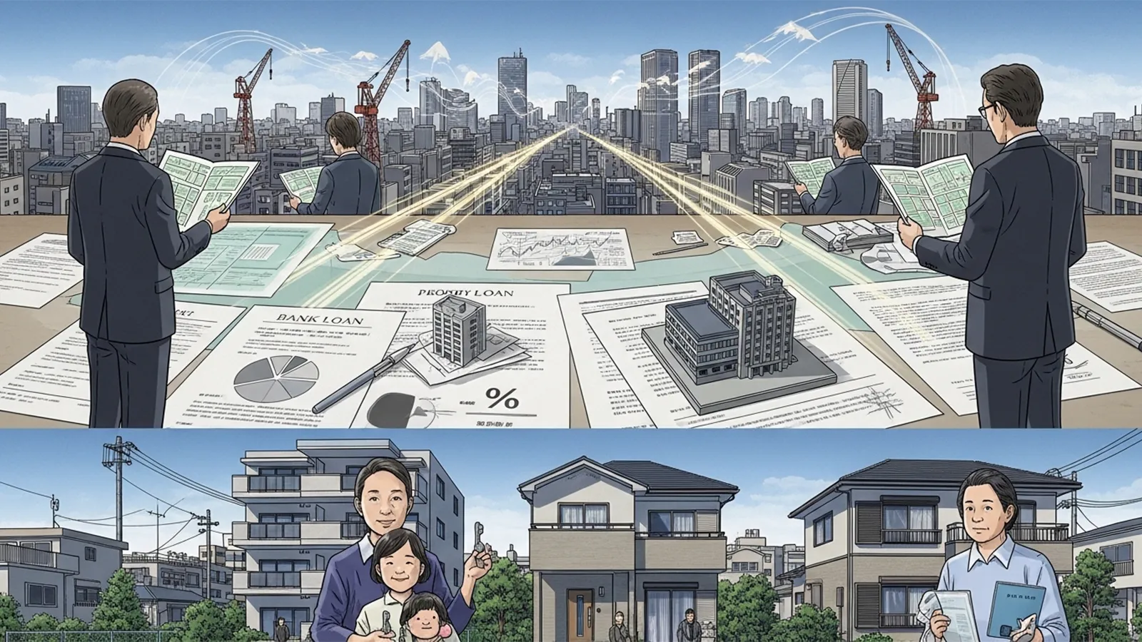 不動産の住居資産市場構造をAIの考察で比較する記事用サムネイル