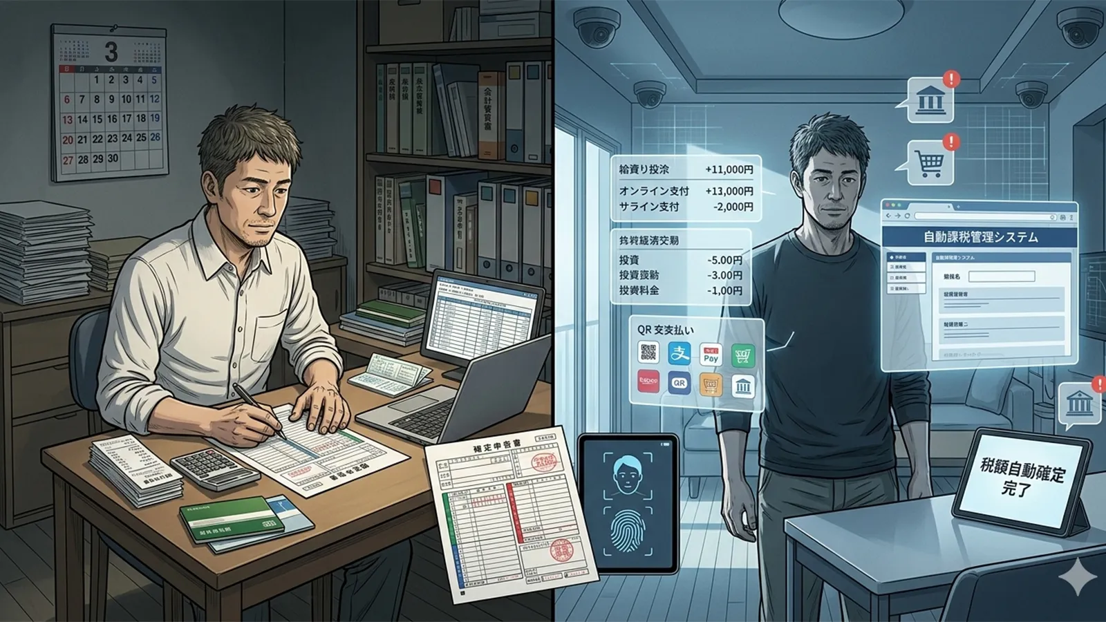 確定申告が存在しない社会の可能性をAIの考察で比較する記事のサムネイル