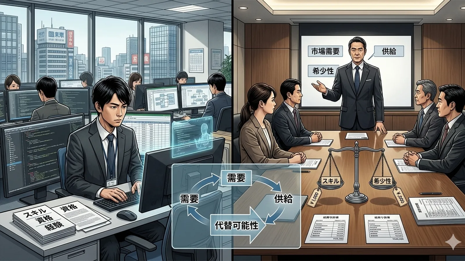 賃金はスキルか希少性かをAIの考察で比較する記事のサムネイル