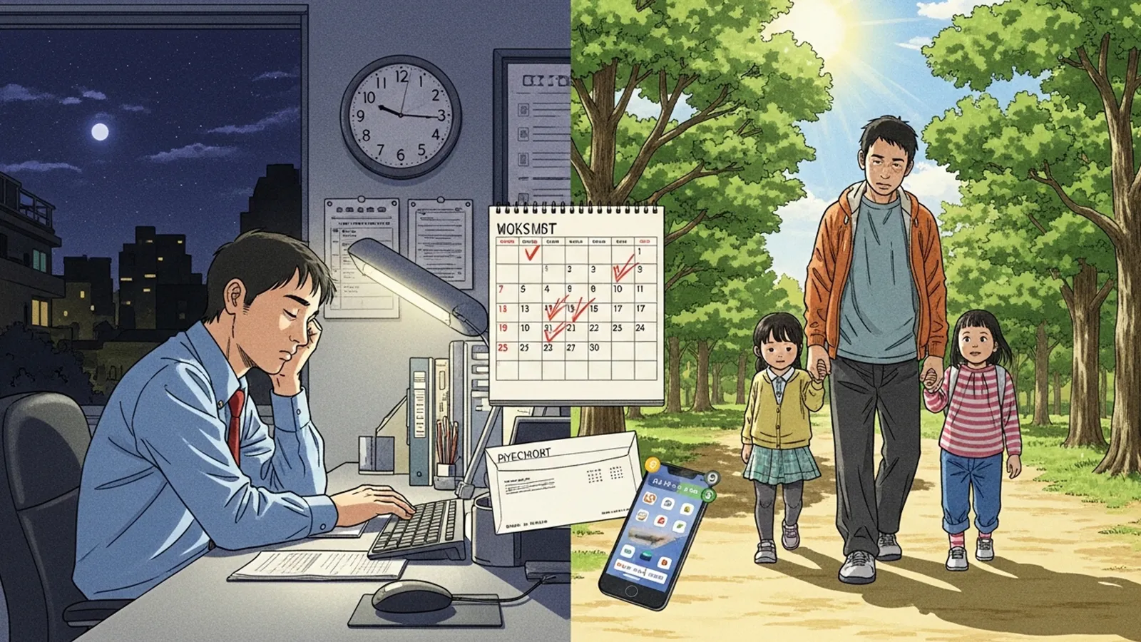 労働時間と生活満足度の関係をAIの考察で比較する記事のサムネイル