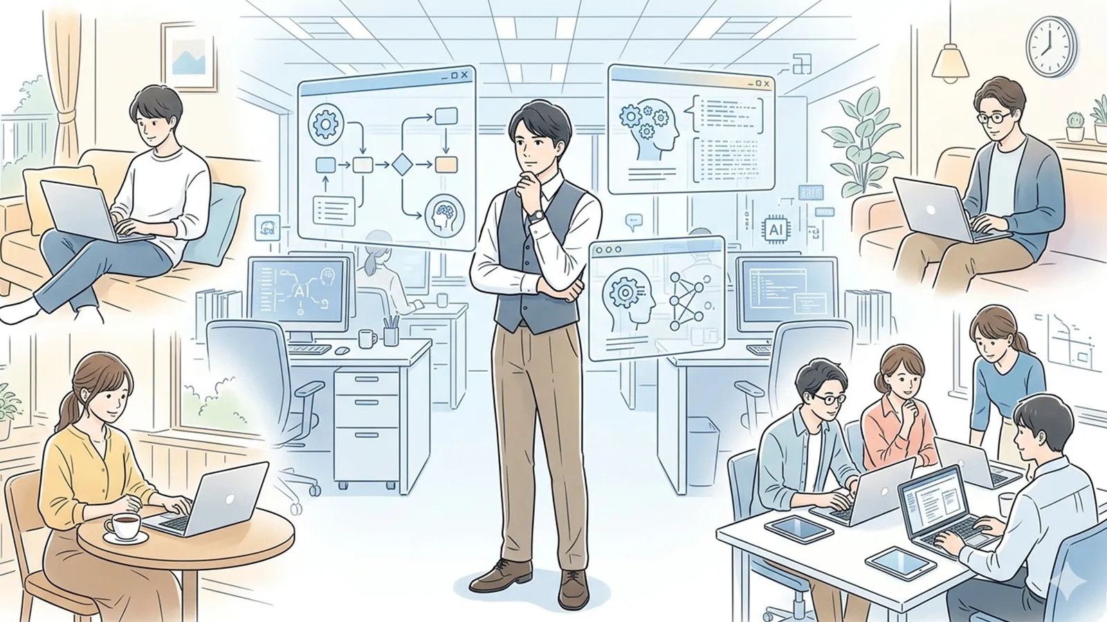 AI時代に雇用制度がどう変化するのかをAIの考察で比較する記事のサムネイル