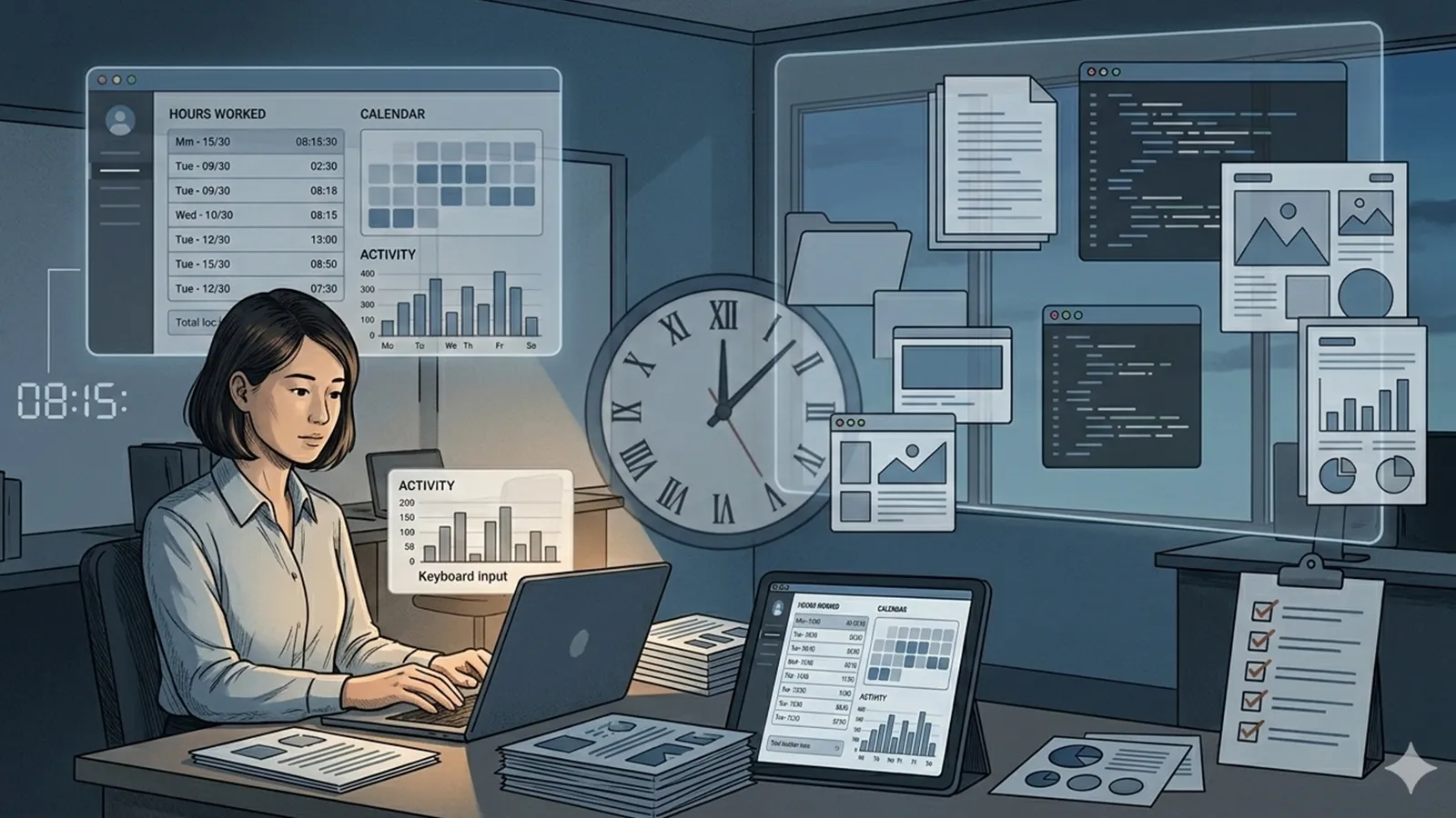 AIが労働時間の可視化をどう捉えるかをAIの考察で比較する記事のサムネイル