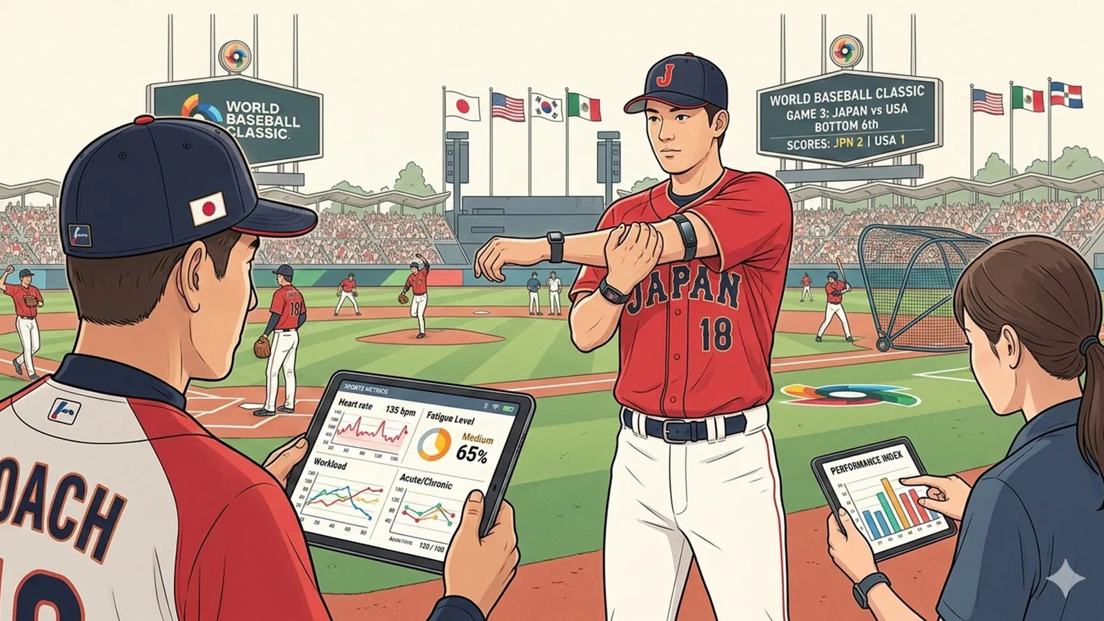 ウェアラブルデータがWBCの選手管理を変える可能性をAIの考察で比較する記事のサムネイル