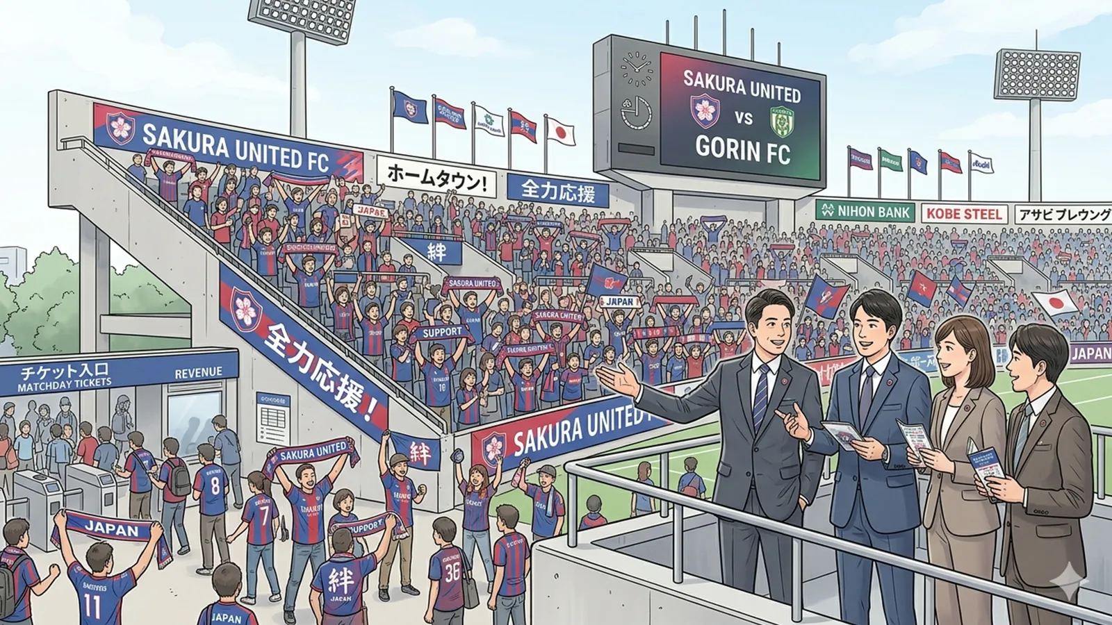 Jリーグクラブの収益構造をAIの考察で比較する記事のサムネイル